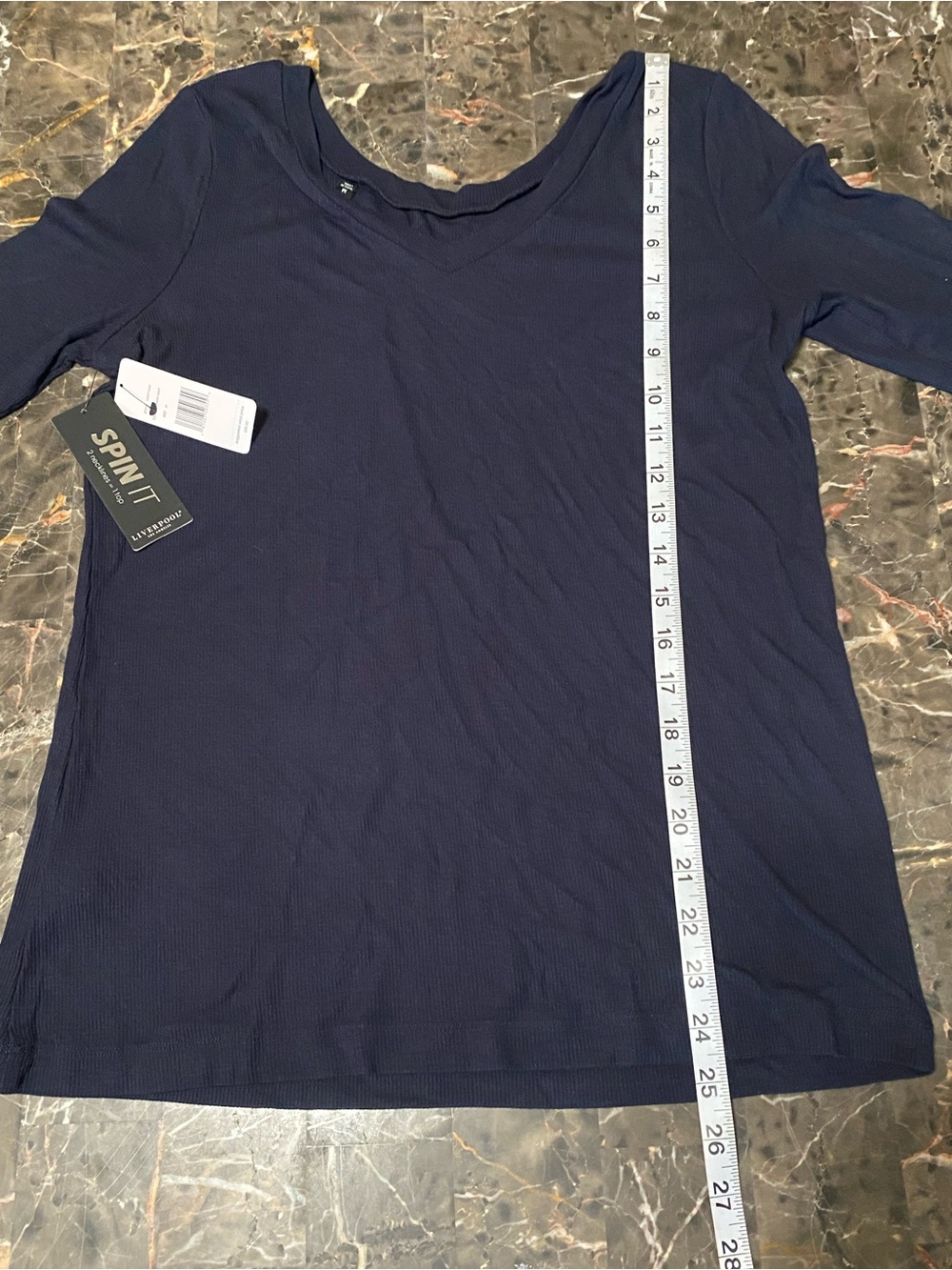 Liverpool Spin It Around Navy Ribbed Top - Picture 6 of 7